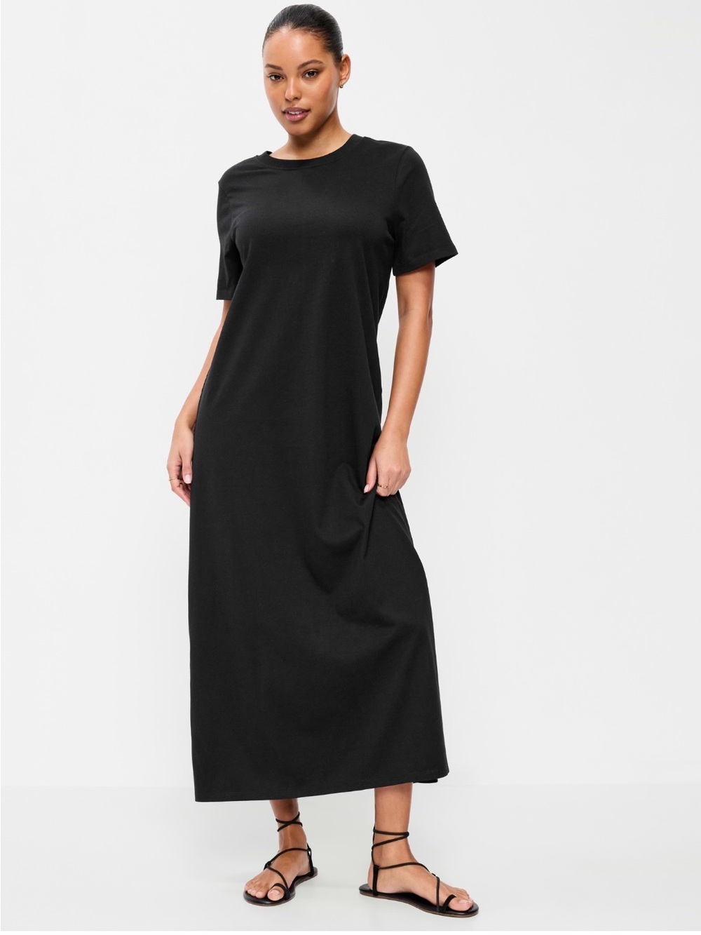 Old Navy Women’s Crew Neck T-Shirt Maxi Dress NWT Black XL